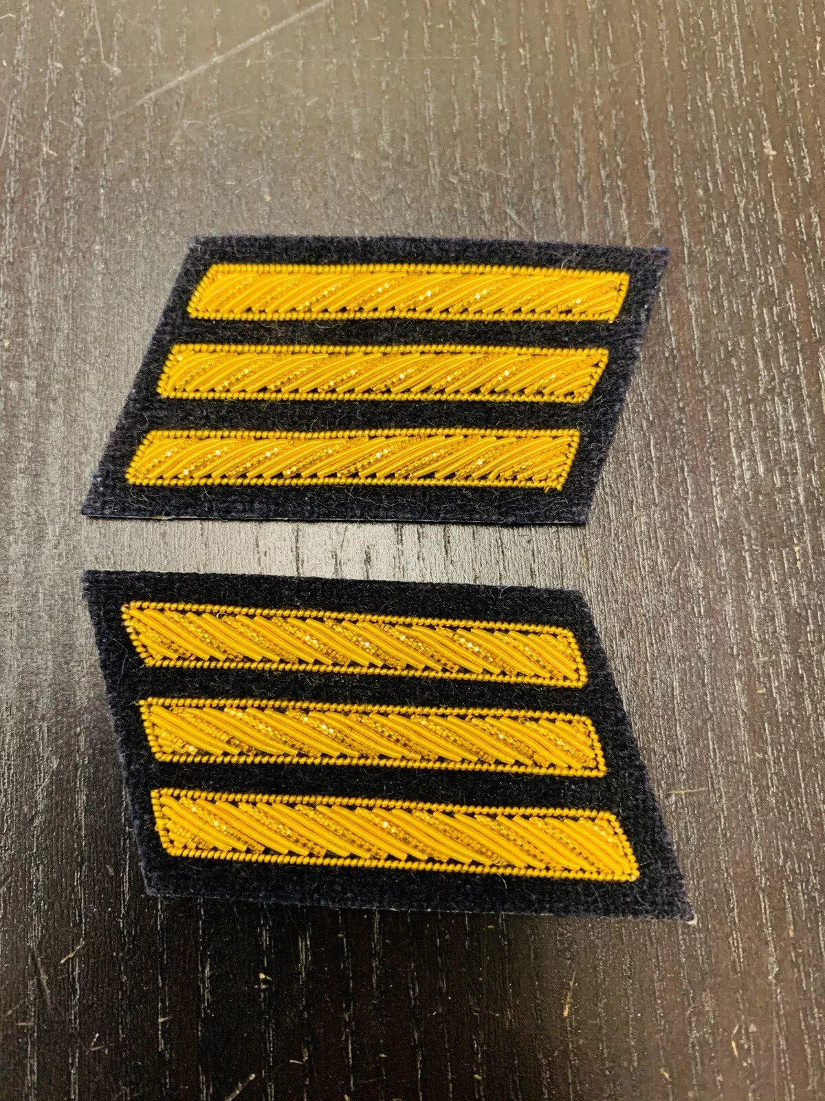 CSA Gold Embroidered Captains Bars - DARK BLUE Background Pair - NEW