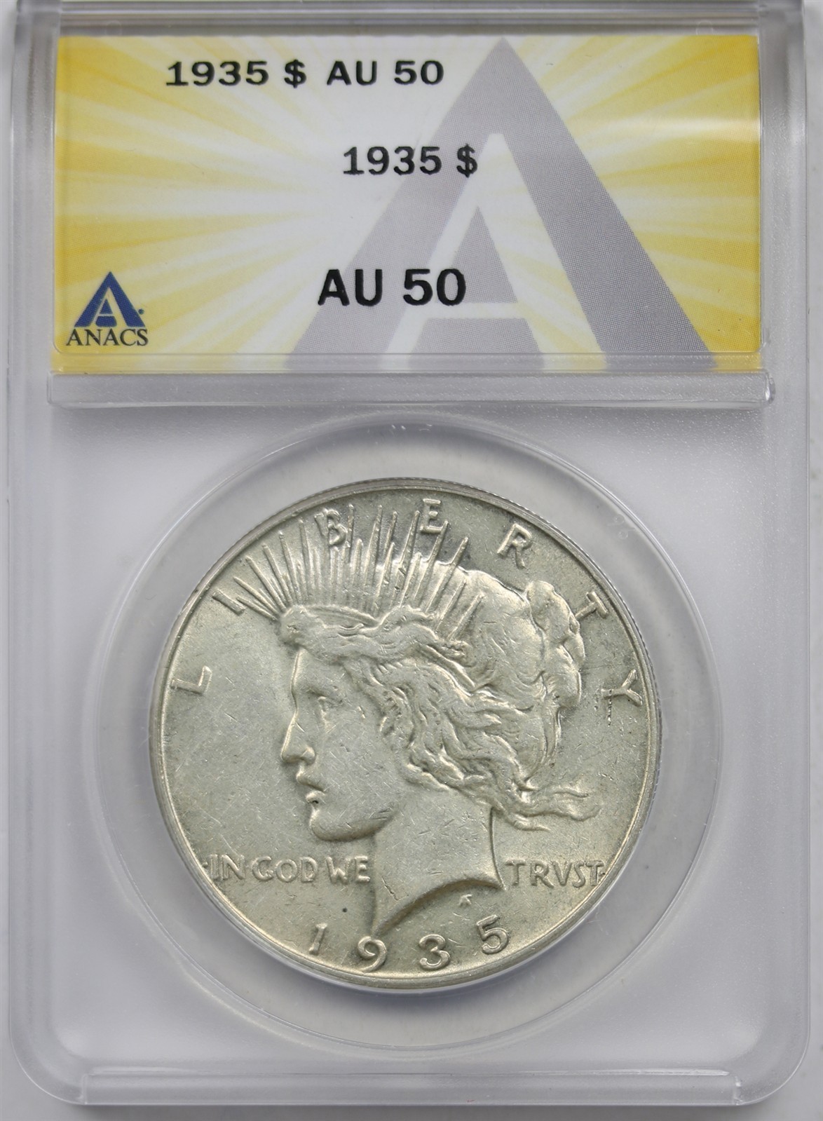 1935 $1 ANACS AU 50 Peace Silver Dollar
