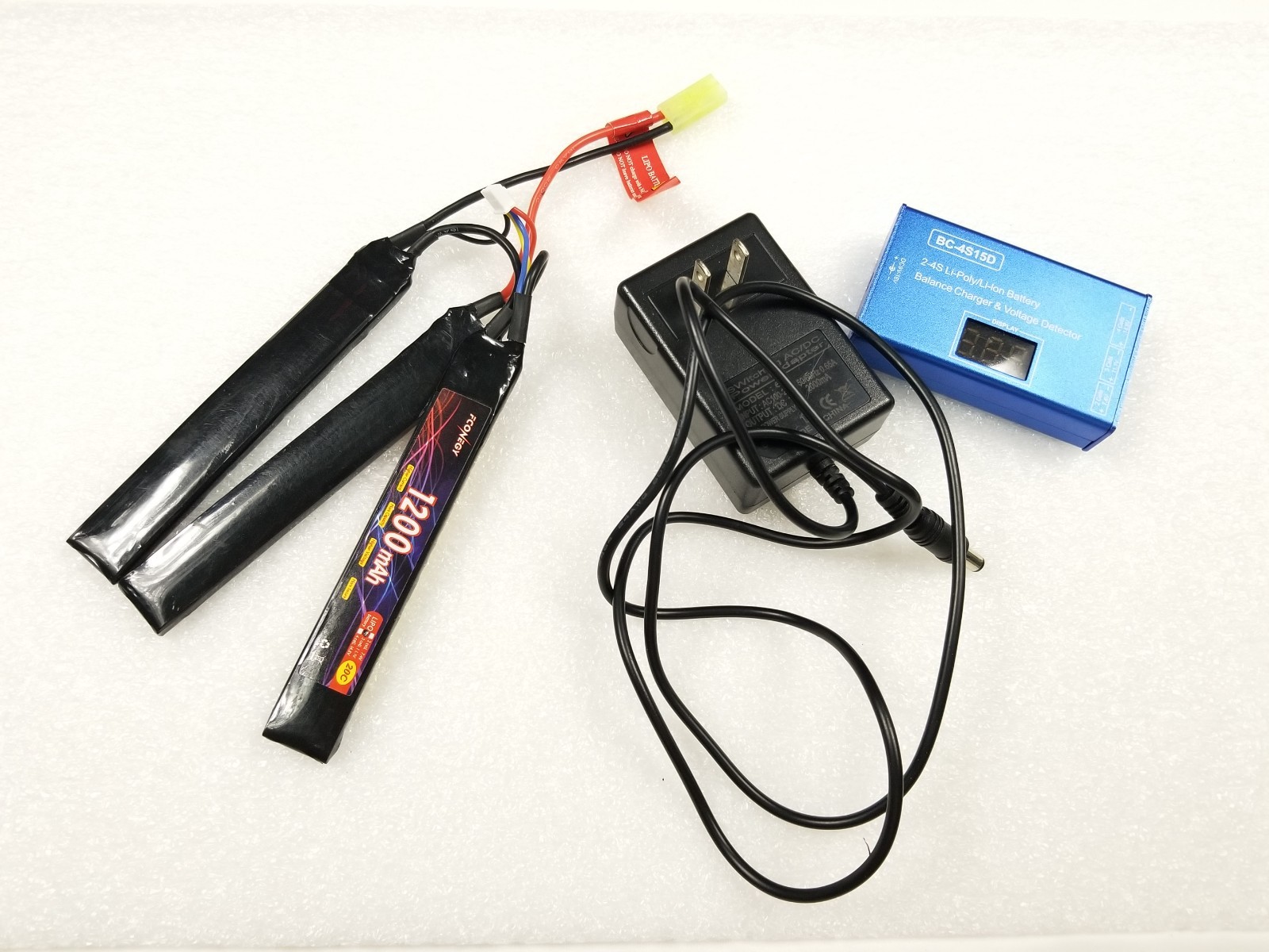 BC-4S15D Lipo Battery Charger + 11.1v Butterfly Battery for Airsoft AEG