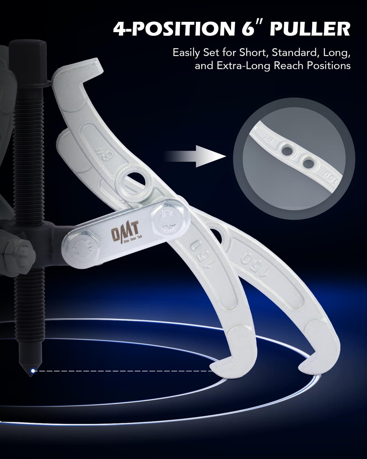 OMT 3" 4" 6" Gear Puller Set, 3 Jaw with Reversible 6", silver