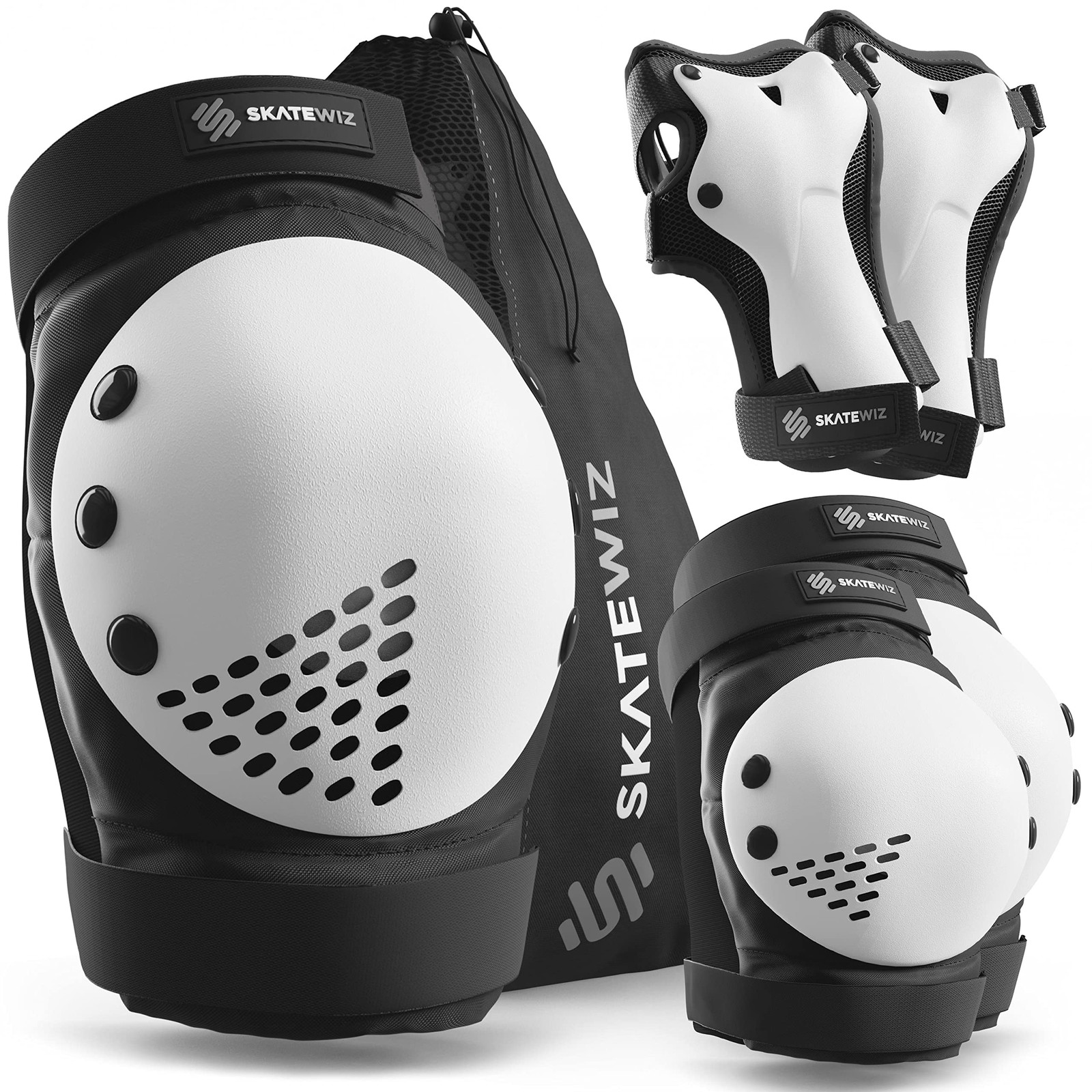 SKATEWIZ Adult Knee & Elbow Pads - Skating Protective Gear - All Sports - Size L