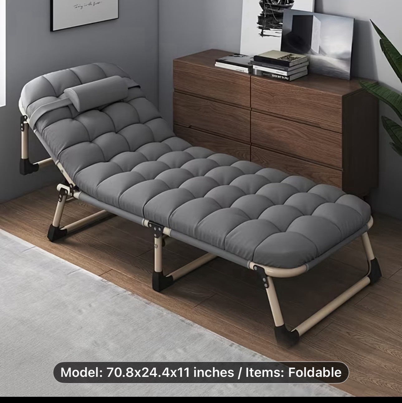 Artifact Folding bed Recliner With Mattress-gray Camping Cot