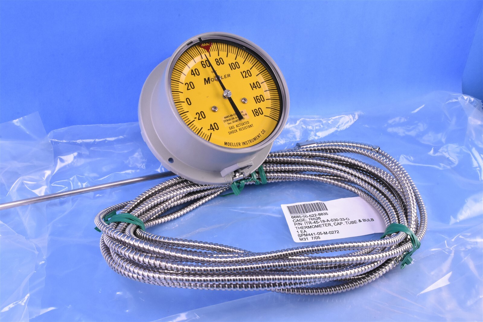 Ashcroft Weksler -40F to +180F, 25' Bulb Thermometer P/N: ITR-45-18-A-030-33-O