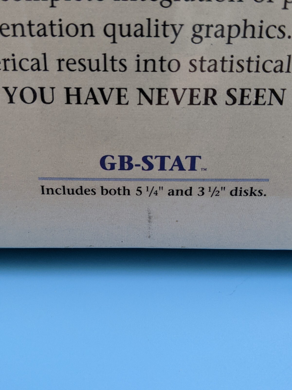 GB-STAT V3.0 Statistics As Graphs Dynamic Microsystems: Software / VTG 1990 DOS