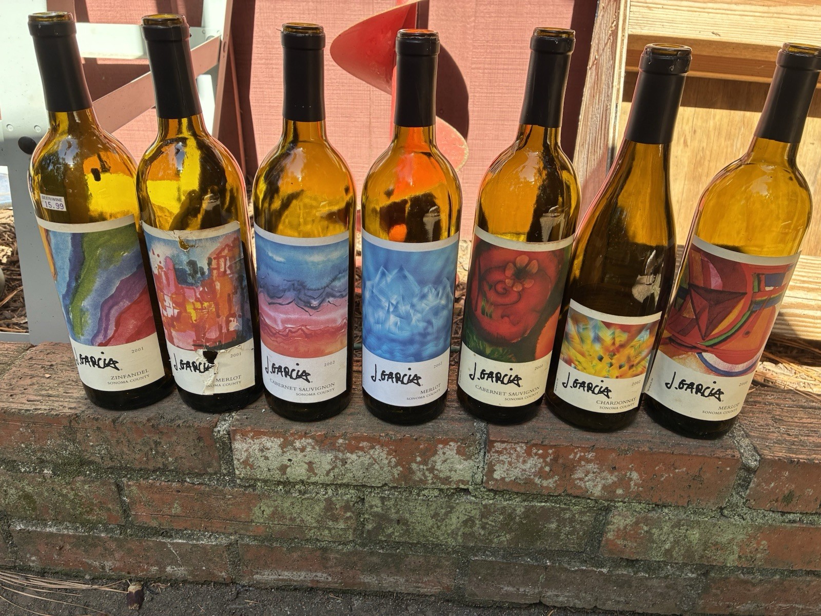 Jerry Garcia Vintage Wine Bottle 7 Total Empty No Corks