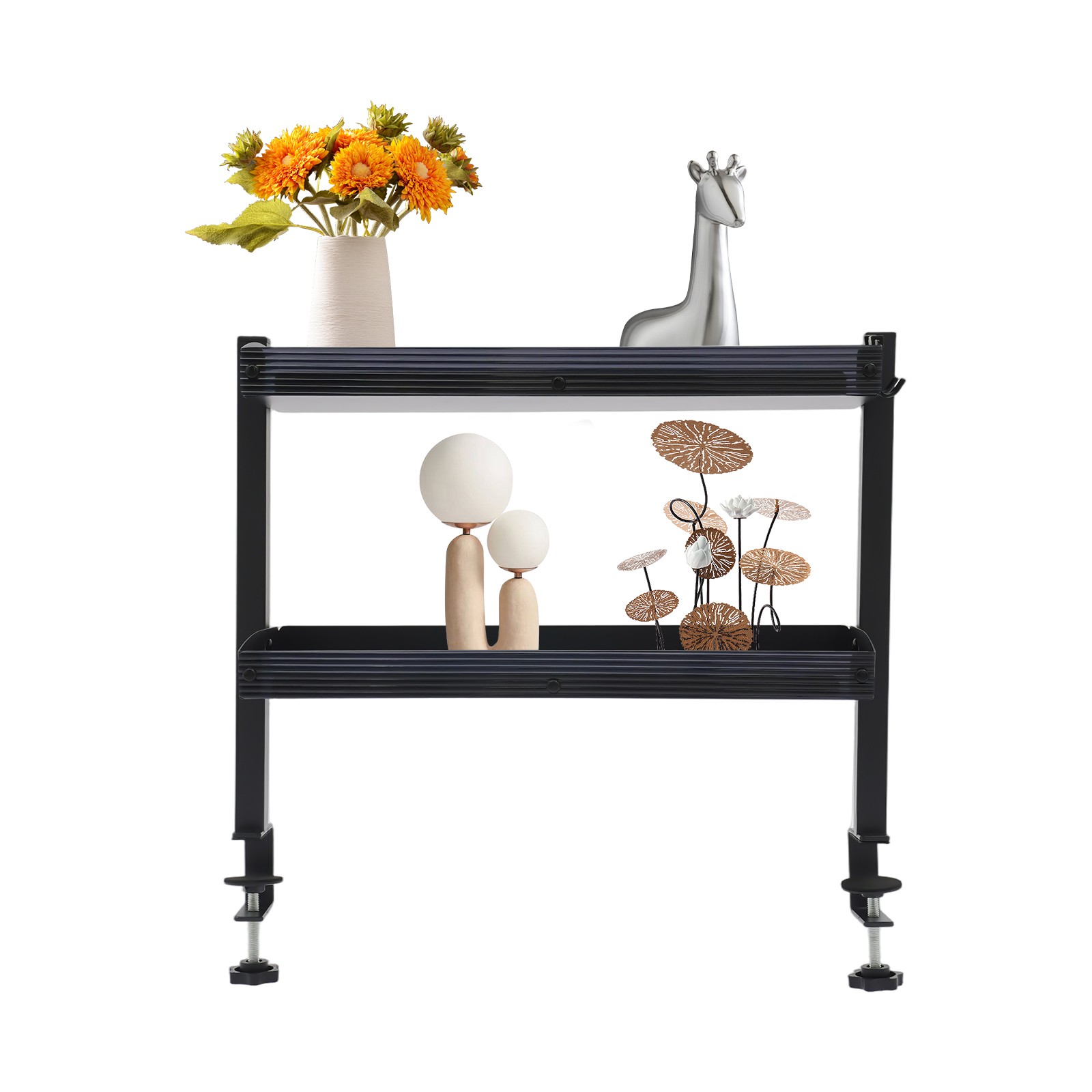 Modern Countertop Desk Shelf, 2-tier Shelving With Adjustable Storage Tray