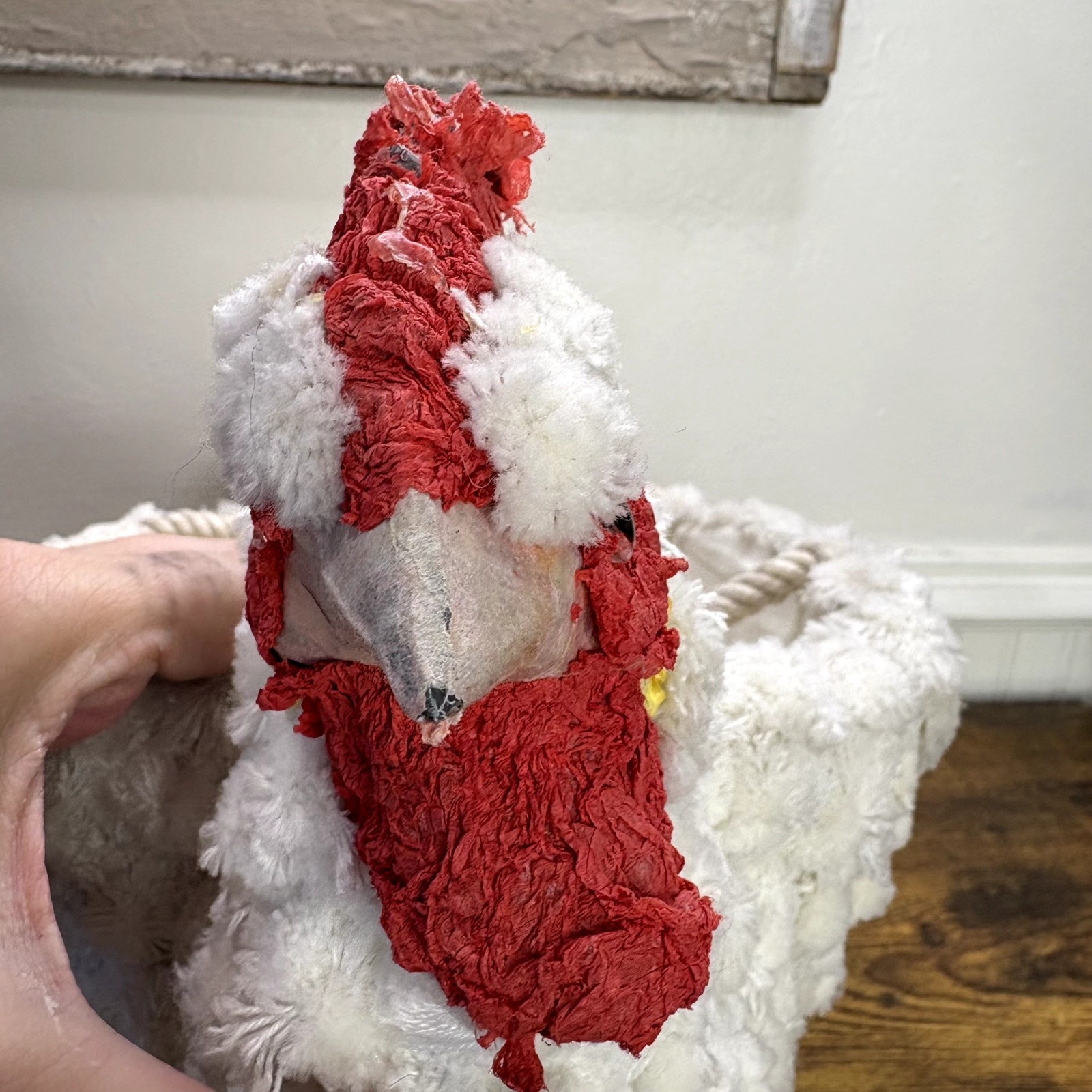 Hen Egg Gathering Basket Macrame Chicken Handmade Farmhouse Decor Rustic Large