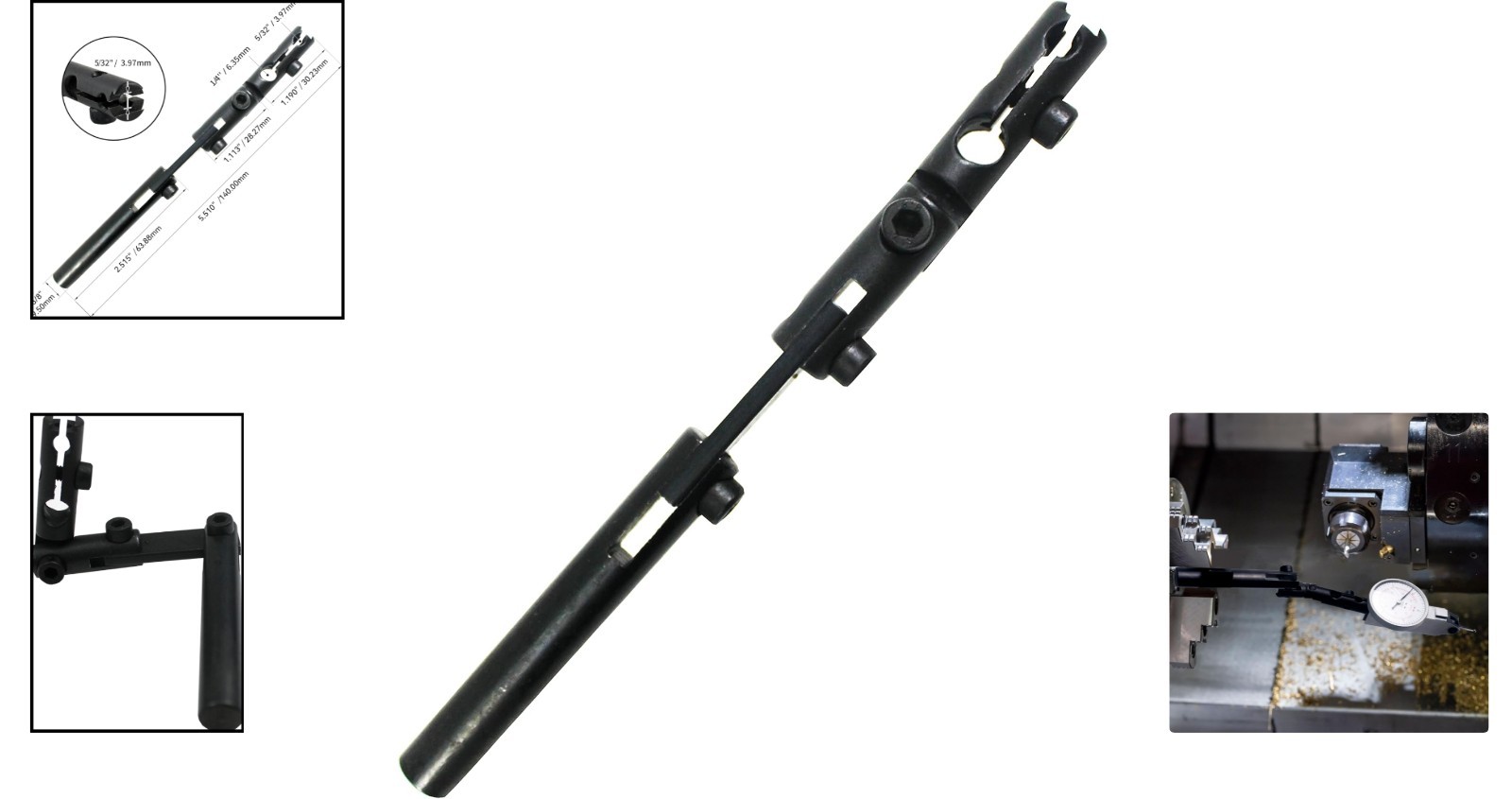 Versatile 3-Joint Dial Indicator Holder for Accurate Measurements - 5.5" Long