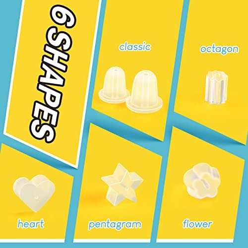 600pcs Clear Silicone Earring Backs Replacements, 6 Sizes Soft Friction Backs