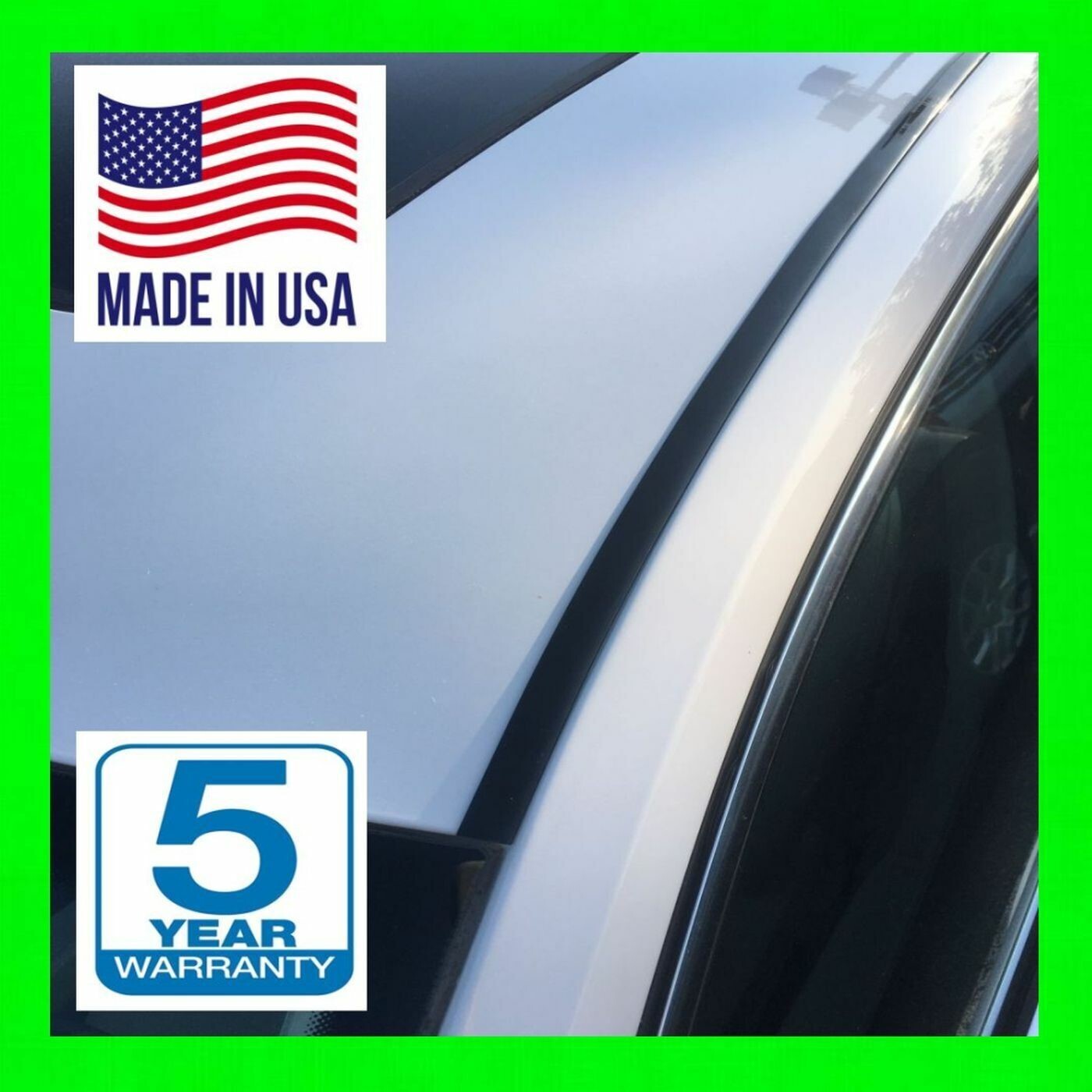 FOR CHEVY BLACK 2PC ROOF TOP TRIM DRIP MOLDINGS COVERS SET 5 YR WARRANTY