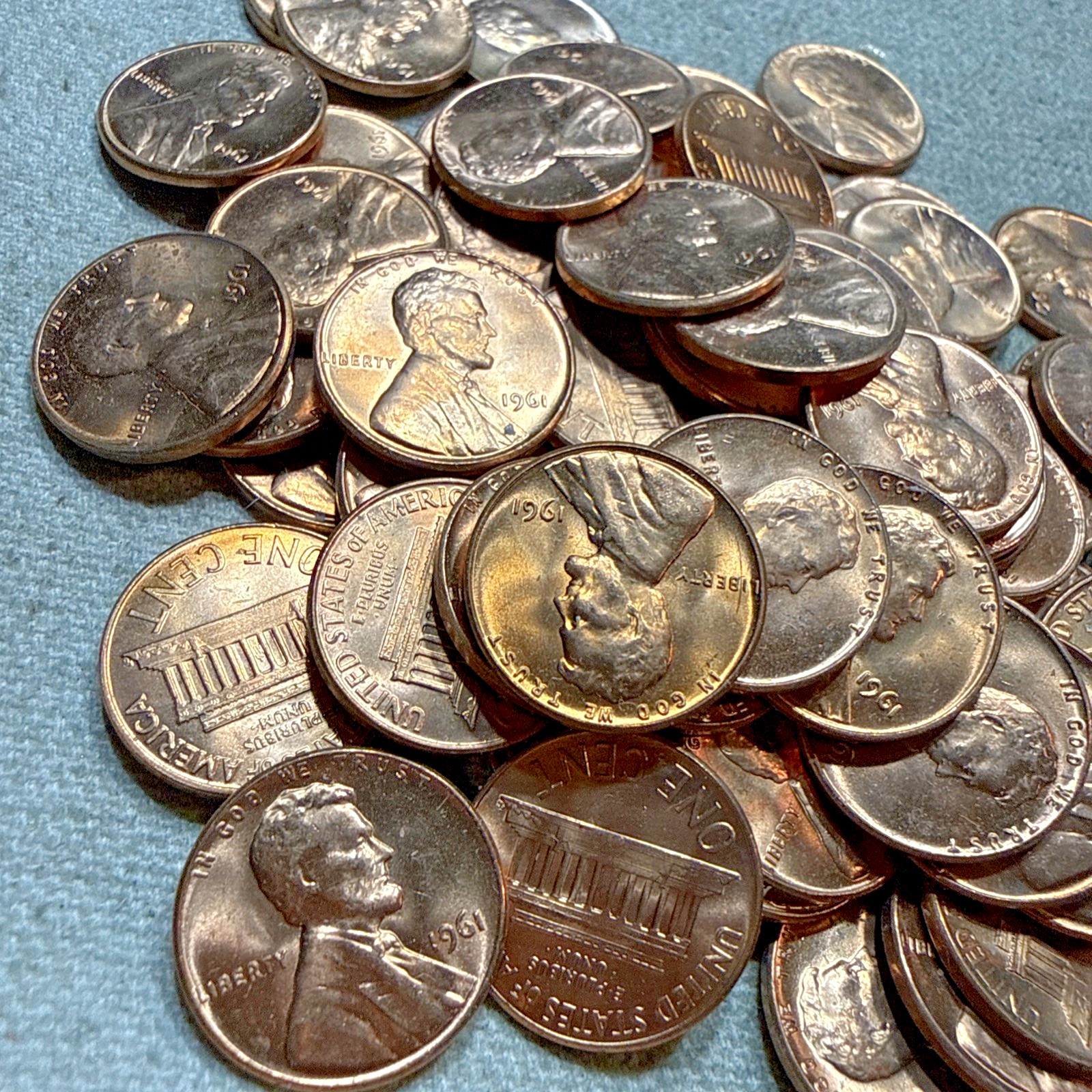 Two 1961 Lincoln Memorial Cent Unc Two MS BU Rolls Uncirculated RED