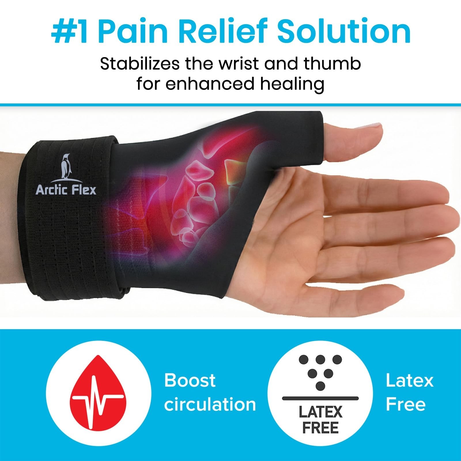 Arctic Flex Wrist & Thumb Ice Pack Wrap - Extra Strength Hot & Cold Therapy -...