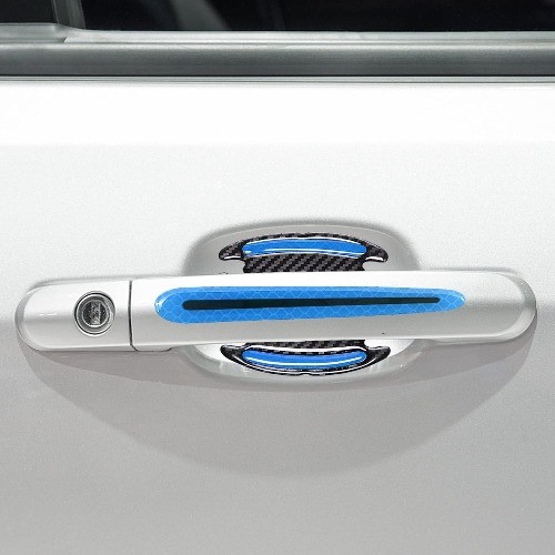 8Pcs 3D Door Handle Cup Protectors with Reflective Stripe, Anti-Sc Color: blue