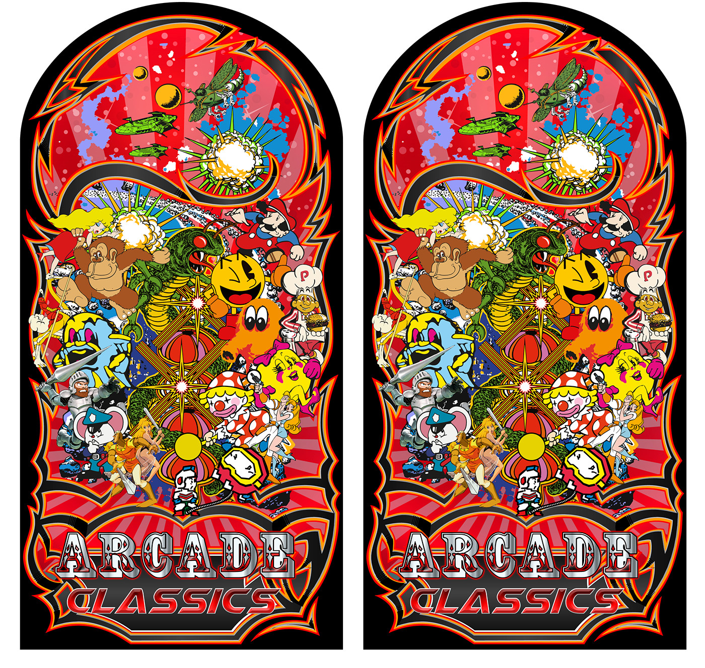 Mame Multicade Classics Side Art Arcade Cabinet Graphics Decals Stickers Set