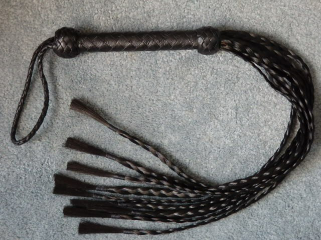 Leather LONG BRAIDED Horse Hair Flogger Horsehair Whip WHISK - EQUESTRIAN GEAR