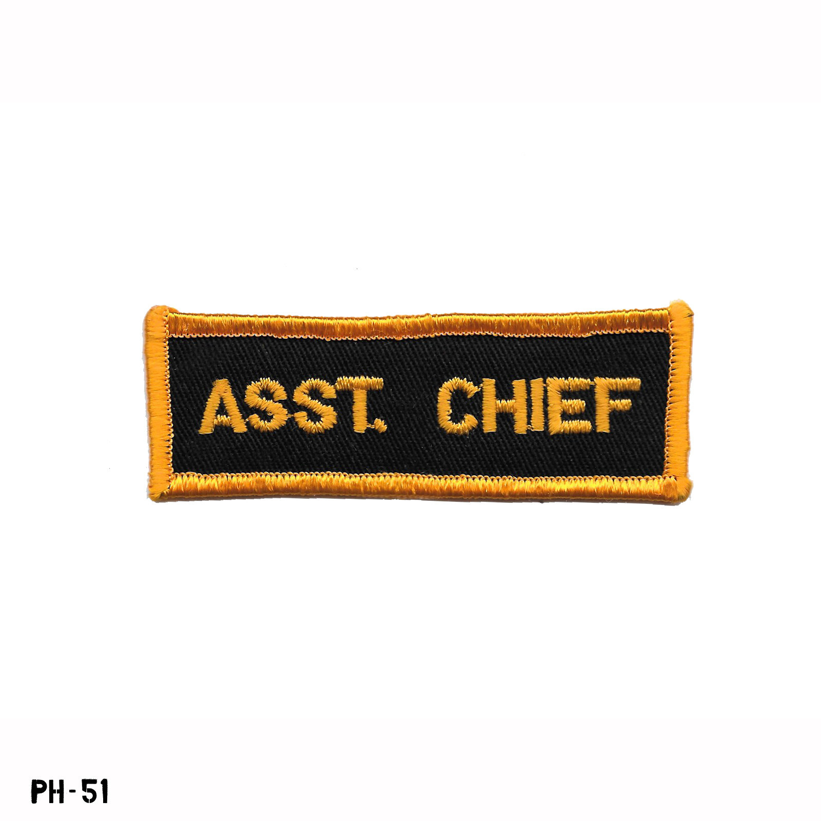 "ASST CHIEF" Patch ~ Black & Yellow ~ Fire Department ~ NOS Gemsco USA