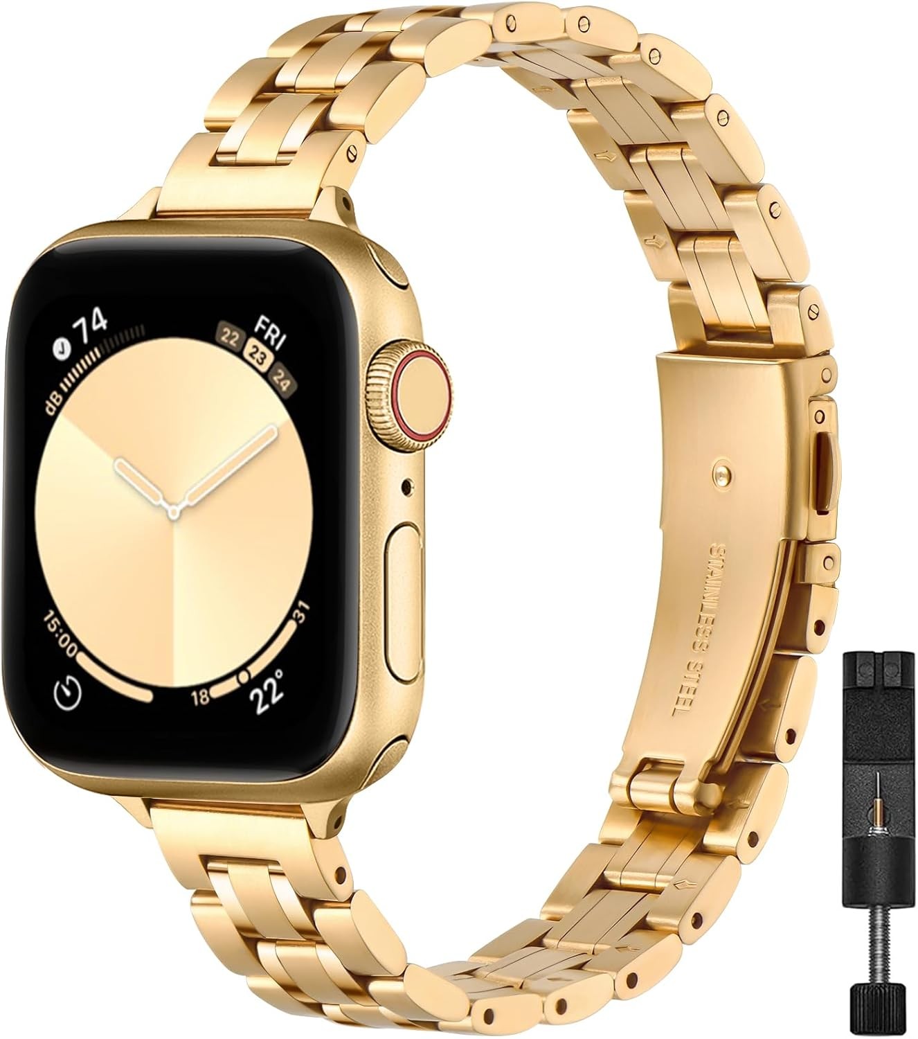 Stainless Steel Strap Compatible with Apple Watch 38mm 40mm 41mm Gold