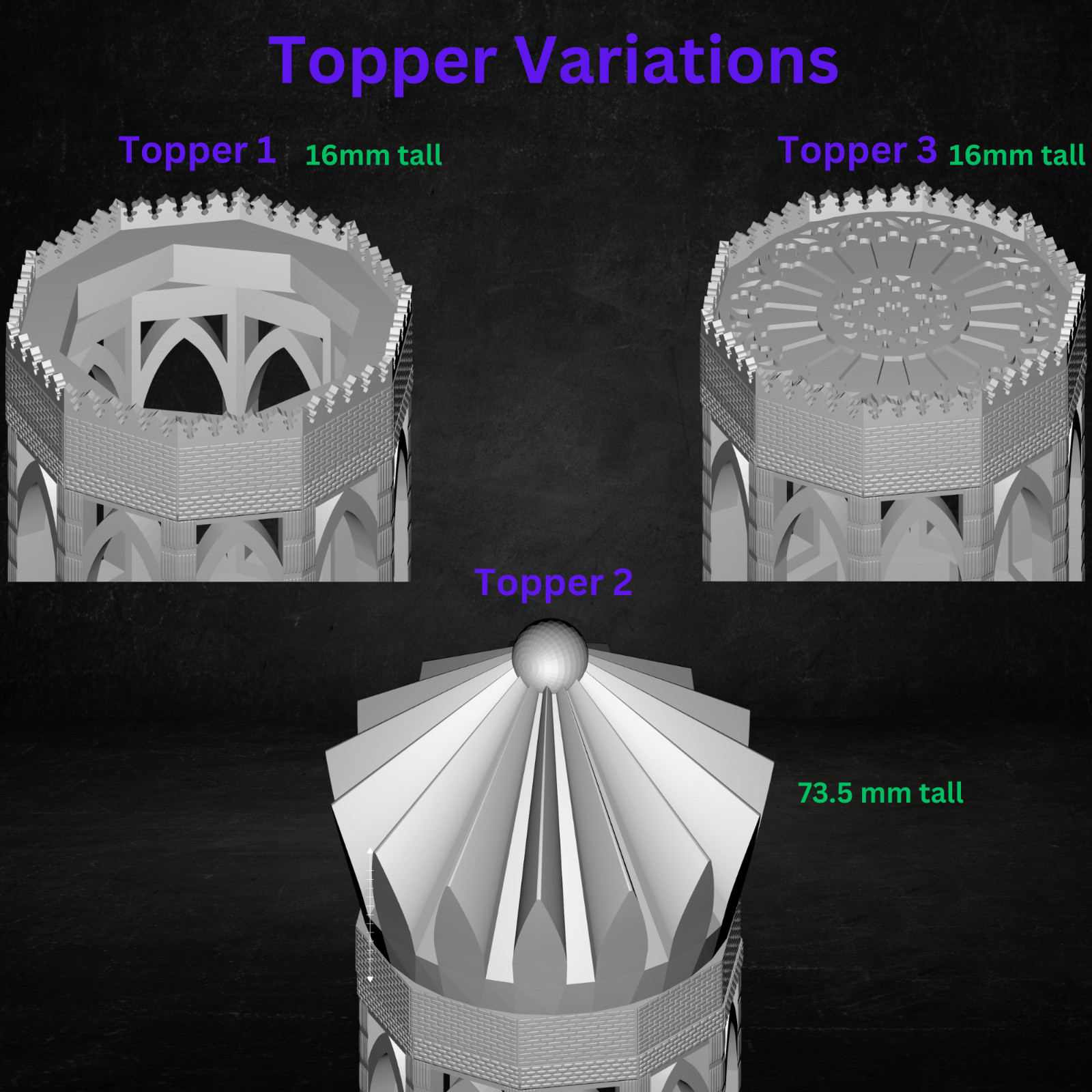 3D Printed Stackable Plant Support: Gothic Decagon Moss Pole Tower
