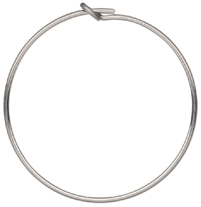 Hoop, 10 Silver Stainless Steel 25mm Round Beading Hoop Earwires