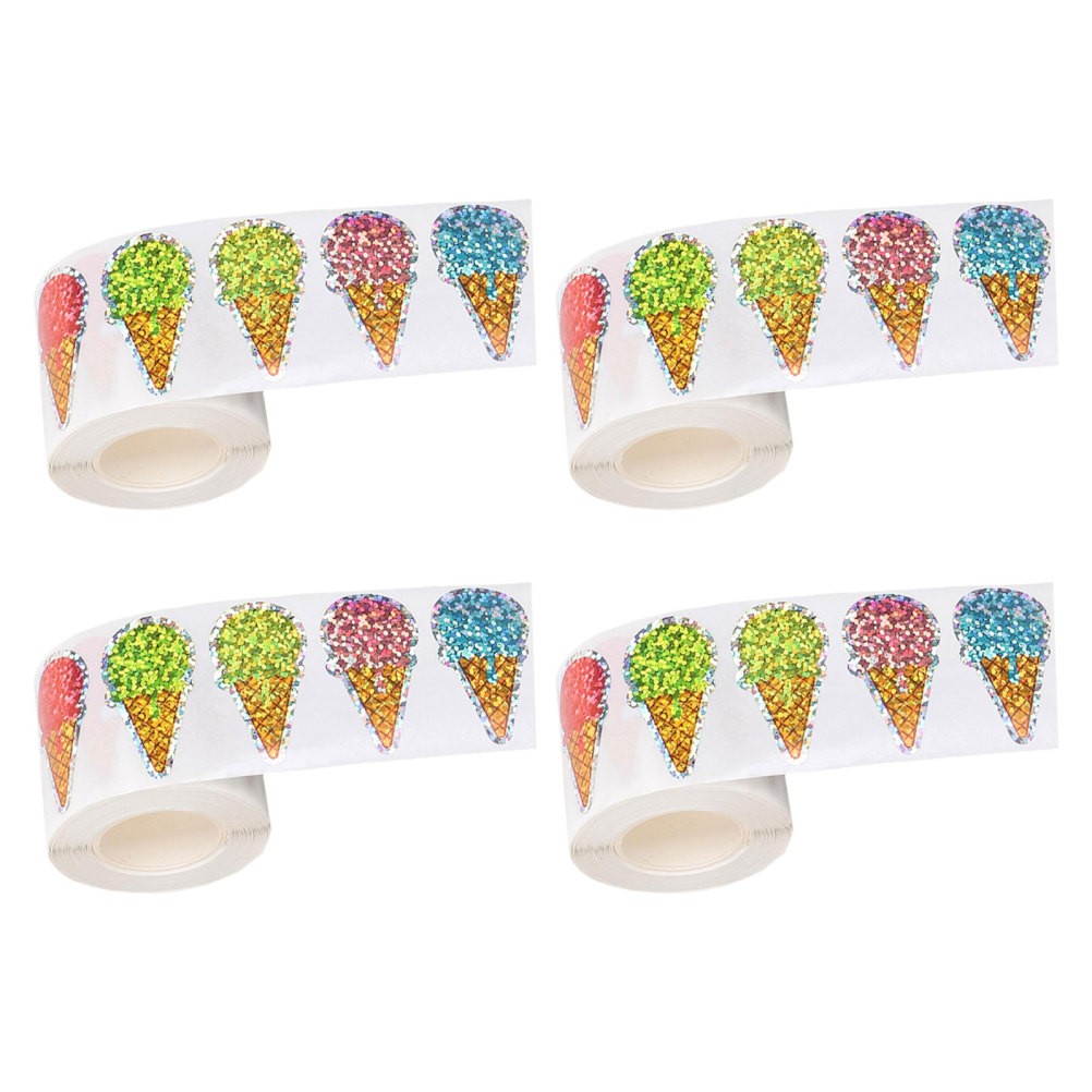 2000 Pcs Simulated Ice Cream Stickers Roll Cute Glitter Cone Craft Seal