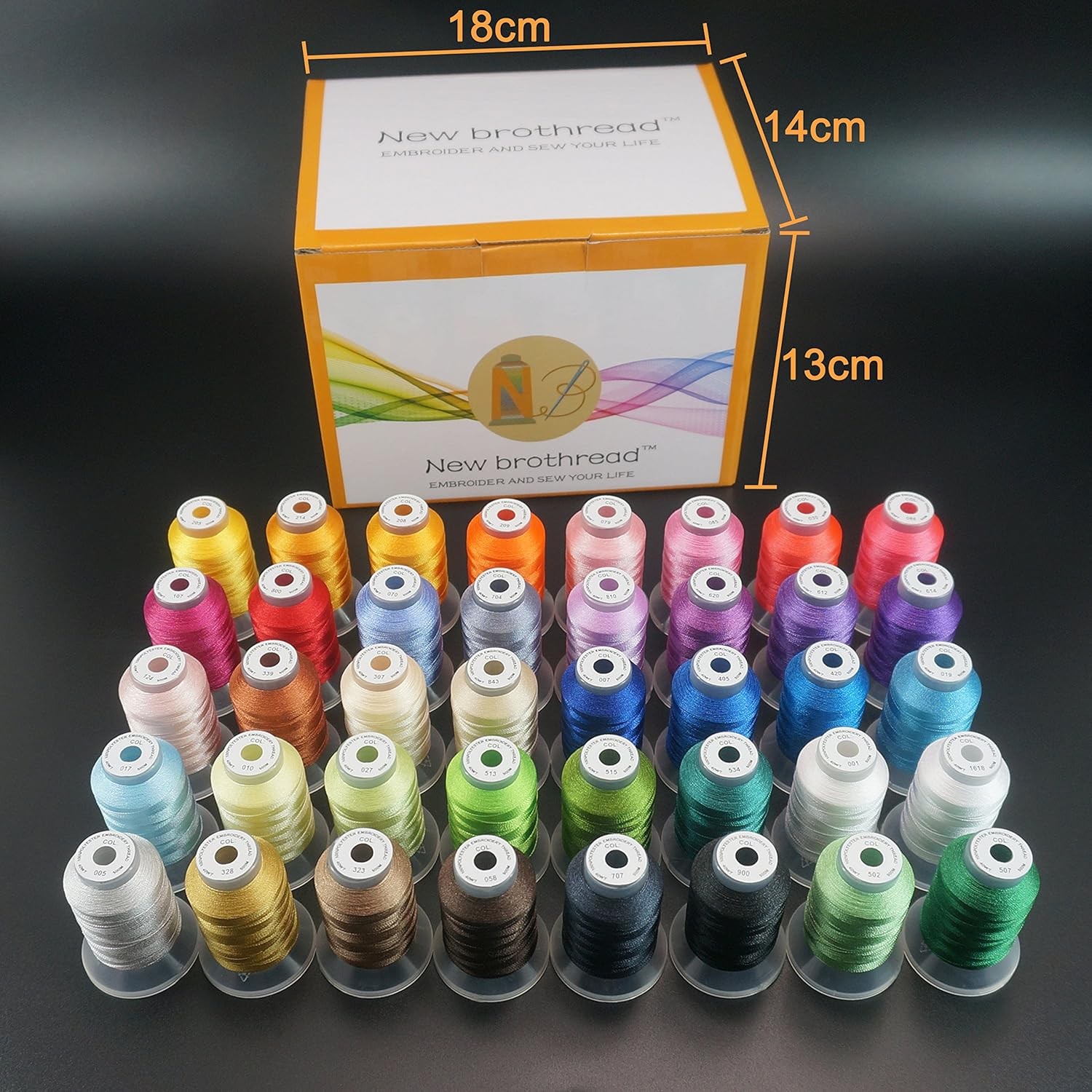 40 Color Polyester Embroidery Thread Kit for Brother & Sewing Machines 500M