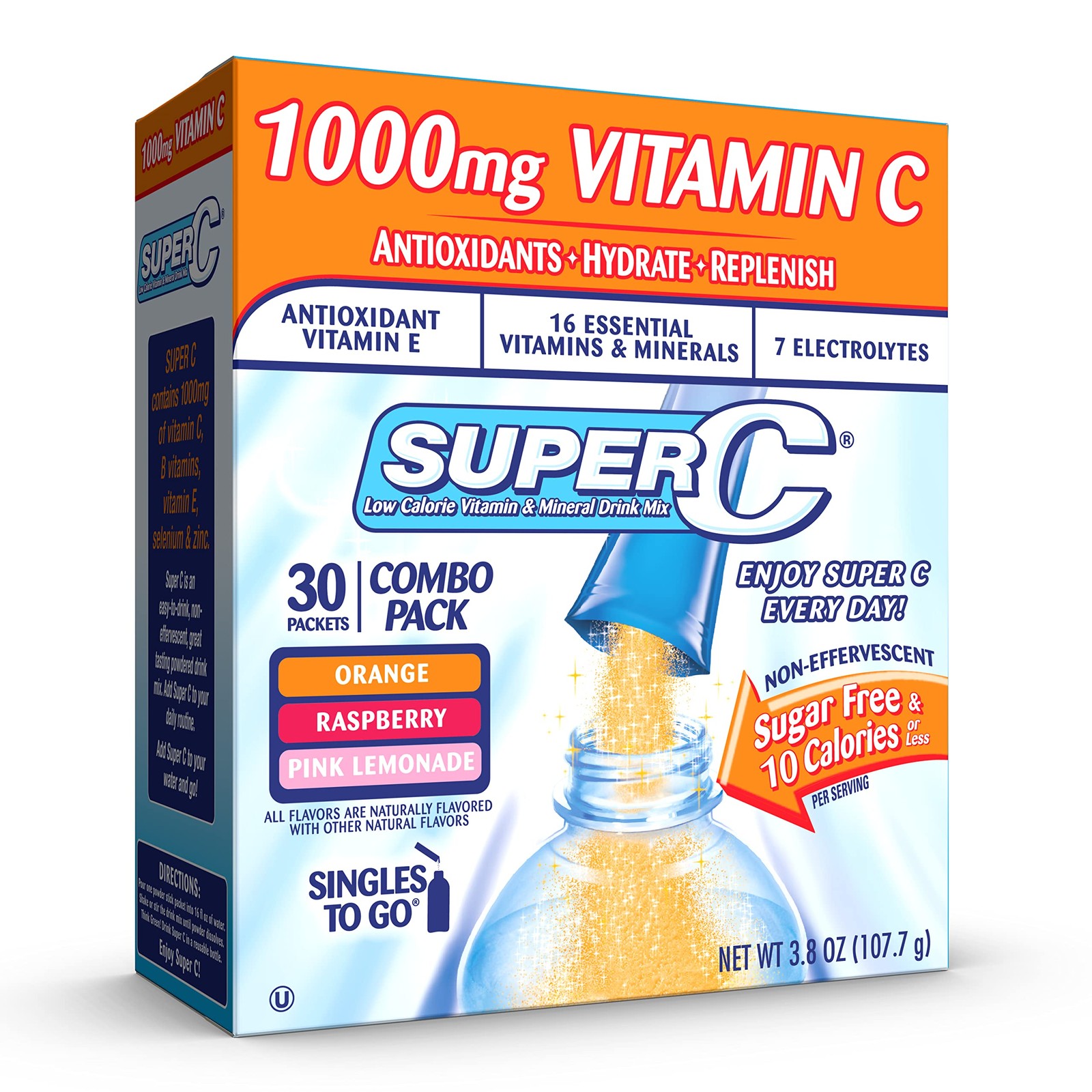 Super C Singles to Go Powder Packets, Water Drink Mix, 3.8 Ounce (Pack of 1)
