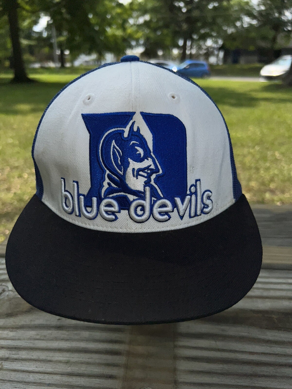 Duke Blue Devils Logo Letters Royal blue Mesh Trucker Hat Cap Snapback 10% Wool