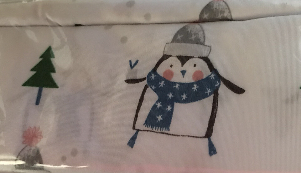 London Kaye Microfiber QUEEN Sheet Set 4 Piece Set Winter Penguins New