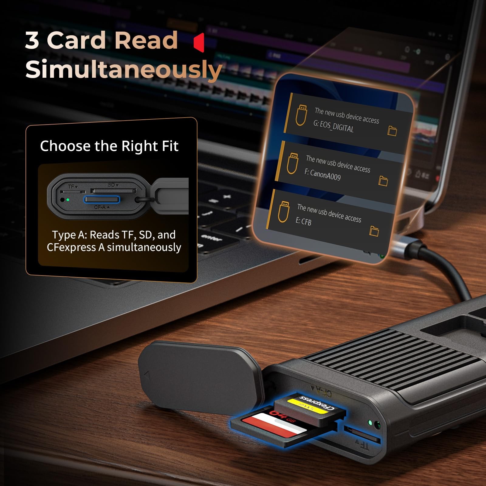 Multifunctional Card Reader & (CFexpress A), with Slot for AirTag, High-Speed...