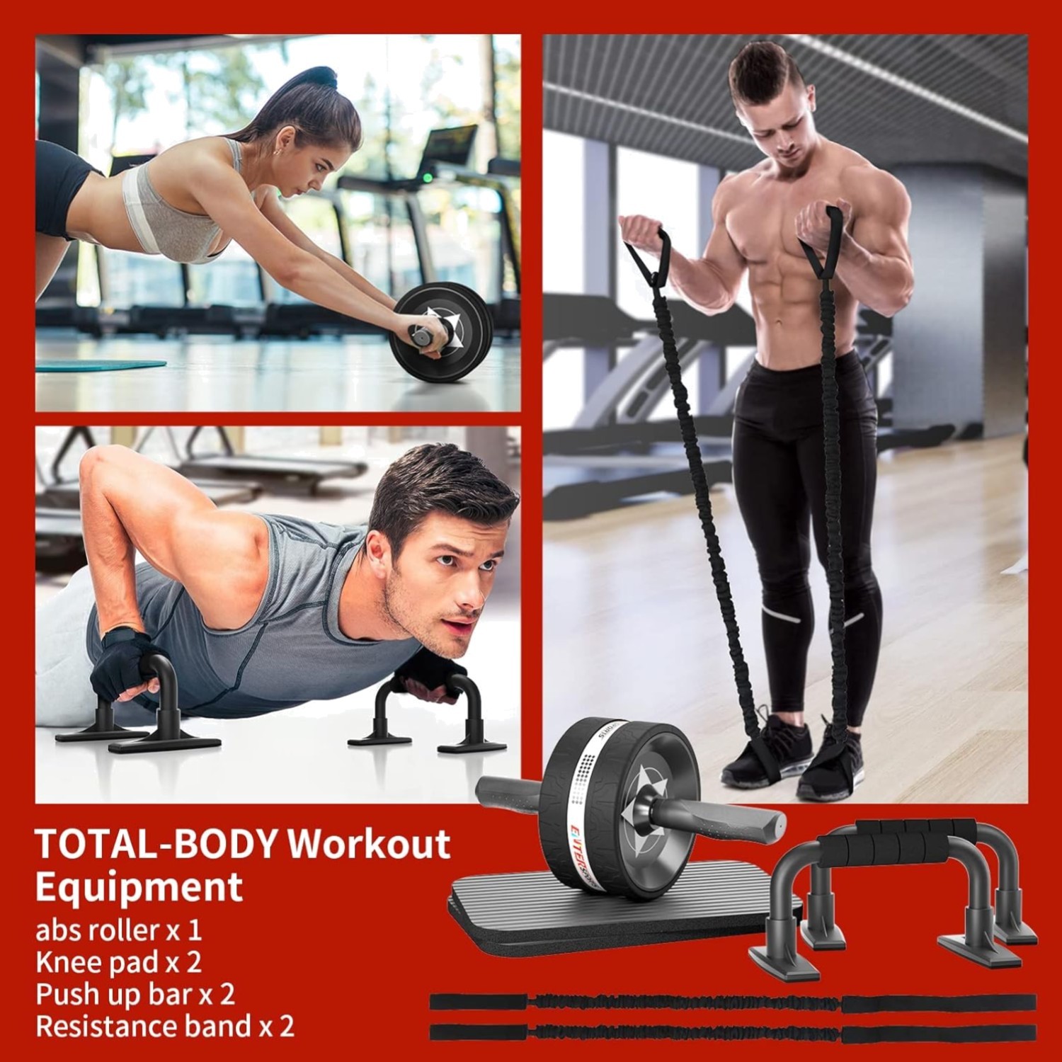 Ab Rollers Wheel Kit, Exercise Wheel Core Strength Training Abdominal Roller ...