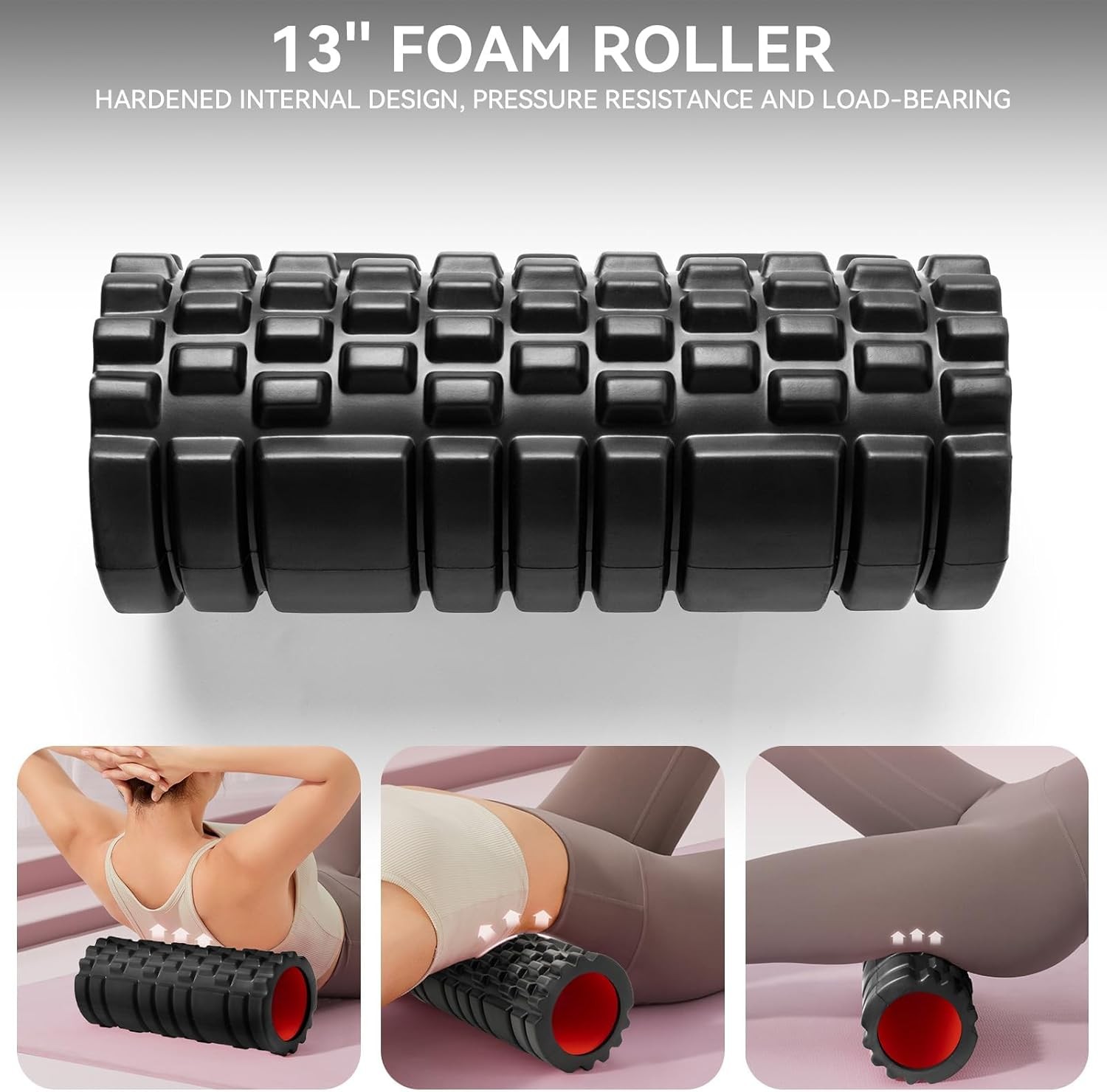 .Krightlink13InchHighDensityFoamRollerBlackMuscleMassageReliefTool