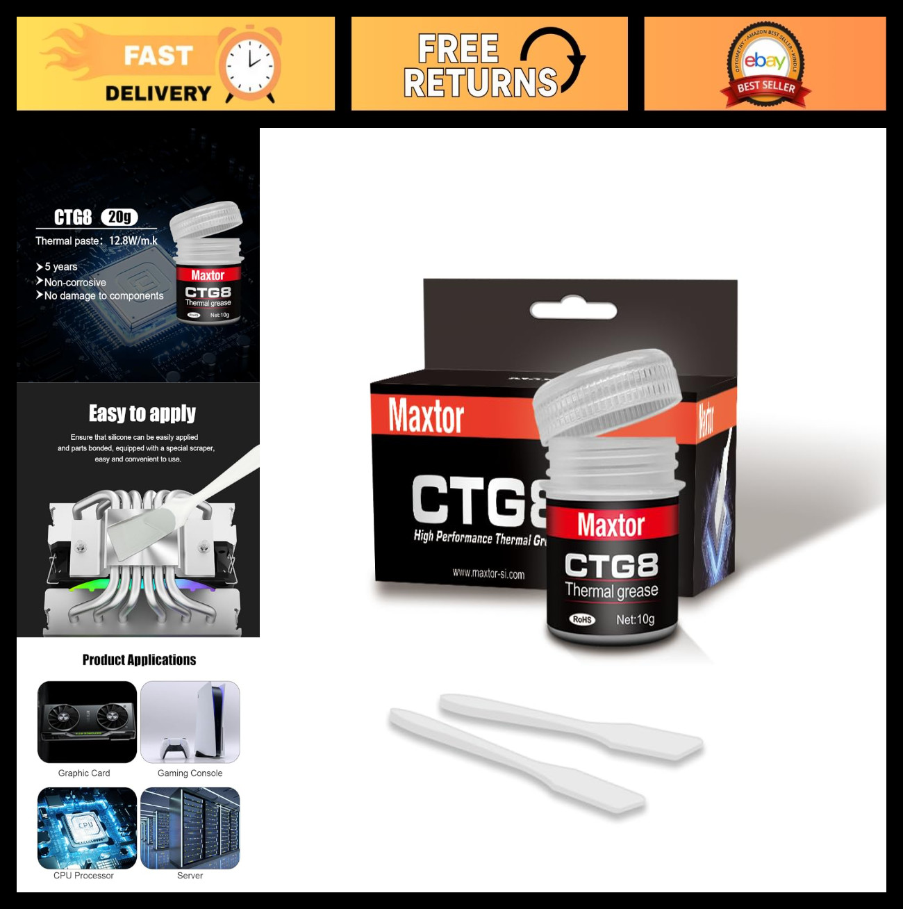 High-Performance Thermal Compound Paste for CPU/GPU/Heat Sink - 20g, 12.8W/m.k