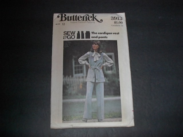 Butterick Pattern 3913 Misses' Loose-Fitting Sleeveless Vest and Pants  12  Unc