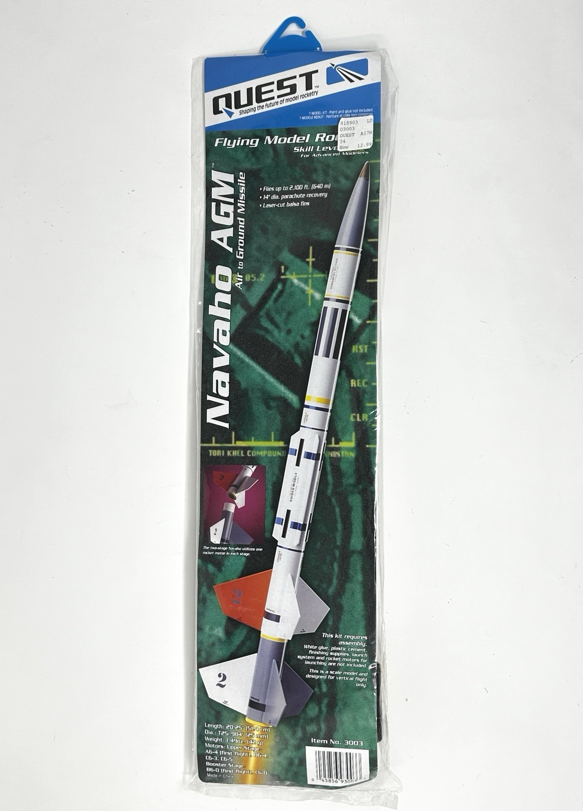 Quest Navaho AGM Flying Model Rocket #3003 20.25" Length 2-Stage Aerospace OOP