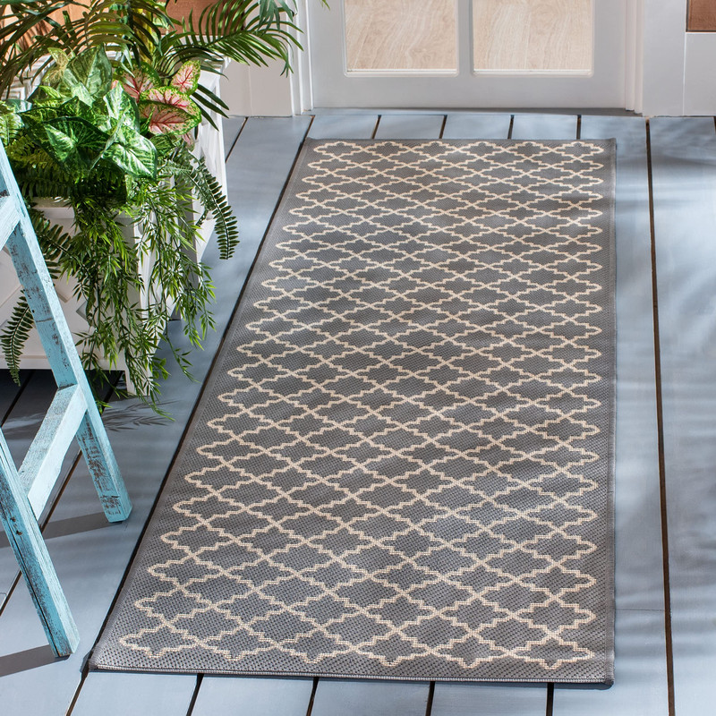 Safavieh Courtyard Collection 23 X 10 Anthracite/Beige Cy6919 Trellis Indoor/