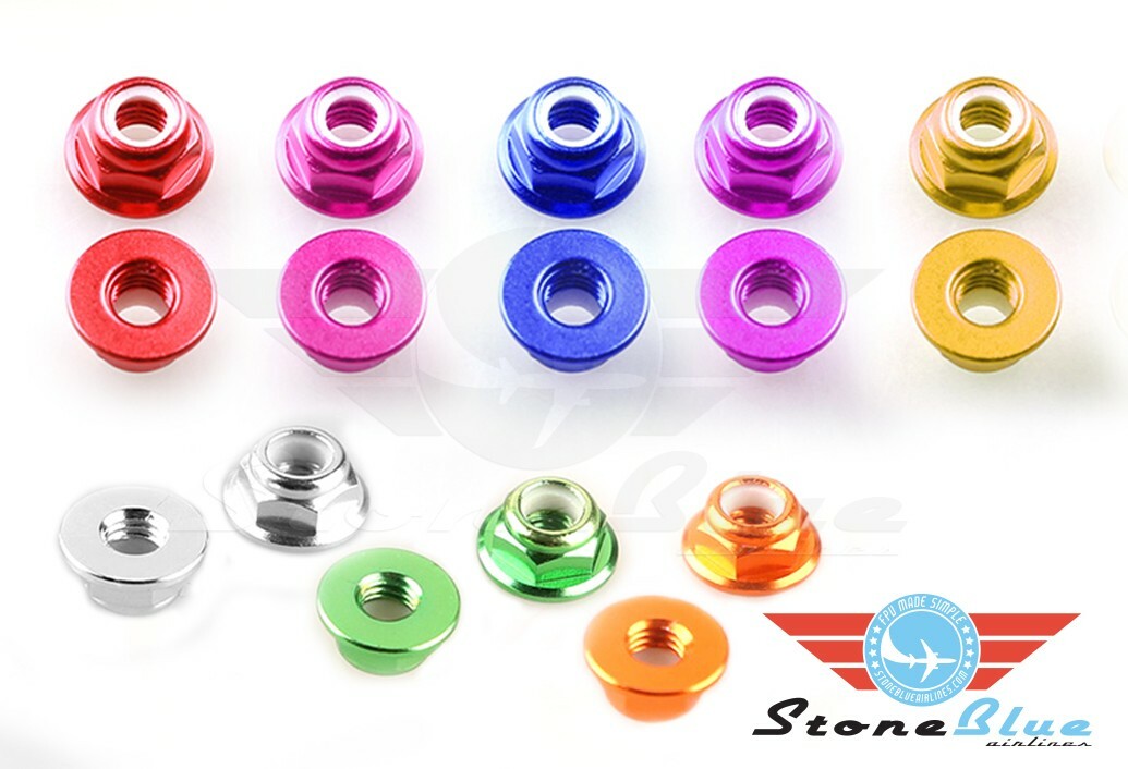 10PCS M5 Aluminum Flanged Nylon Lock Nut - choose color Slim Version