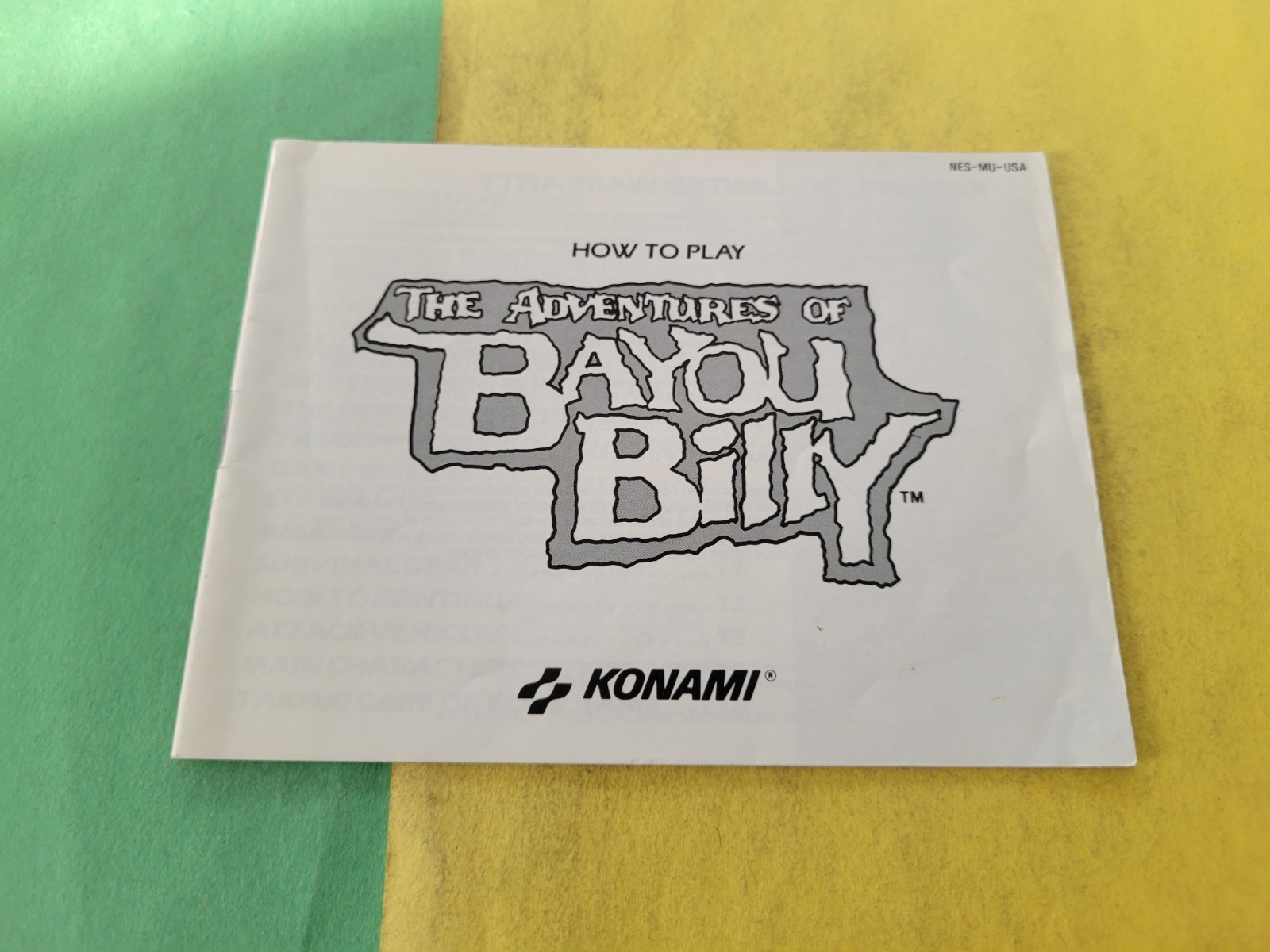 The Adventures of Bayou Billy Instruction Manua NES Nintendo