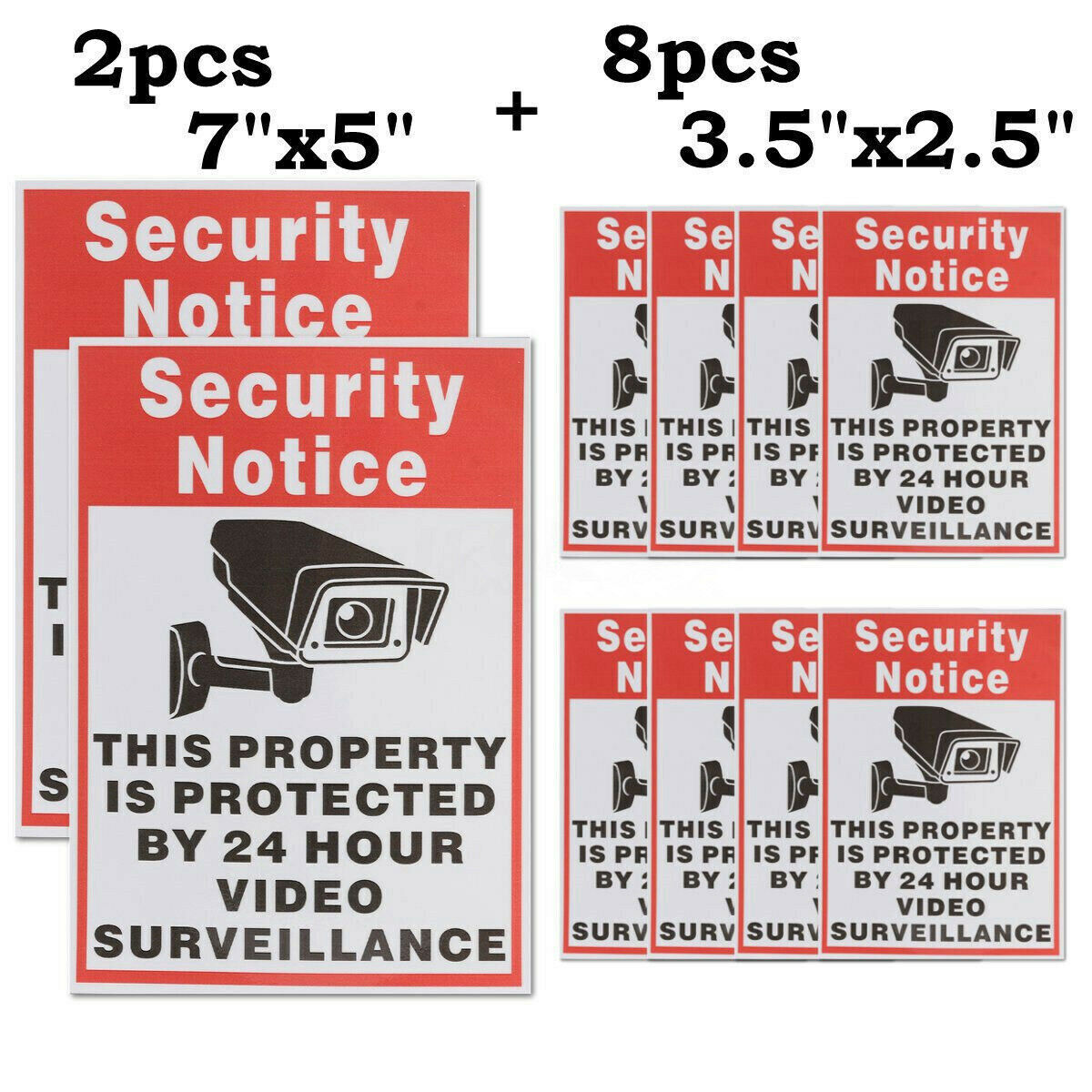 10 Home CCTV Surveillance Security Camera Video Sticker Warning Decal Sign Vinyl