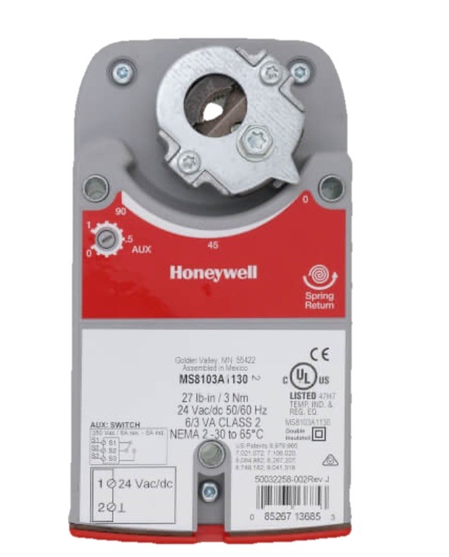 Honeywell MS8103A1130 Direct Coupled Actuator 27lb In 3Nm Spring Return
