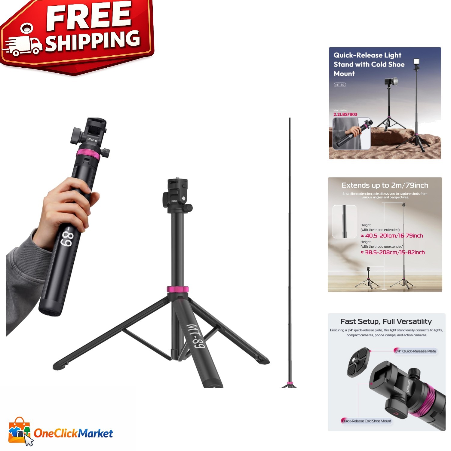 Aluminum 82" Tripod with Adjustable Ball Head - Perfect for Outdoor Photography
