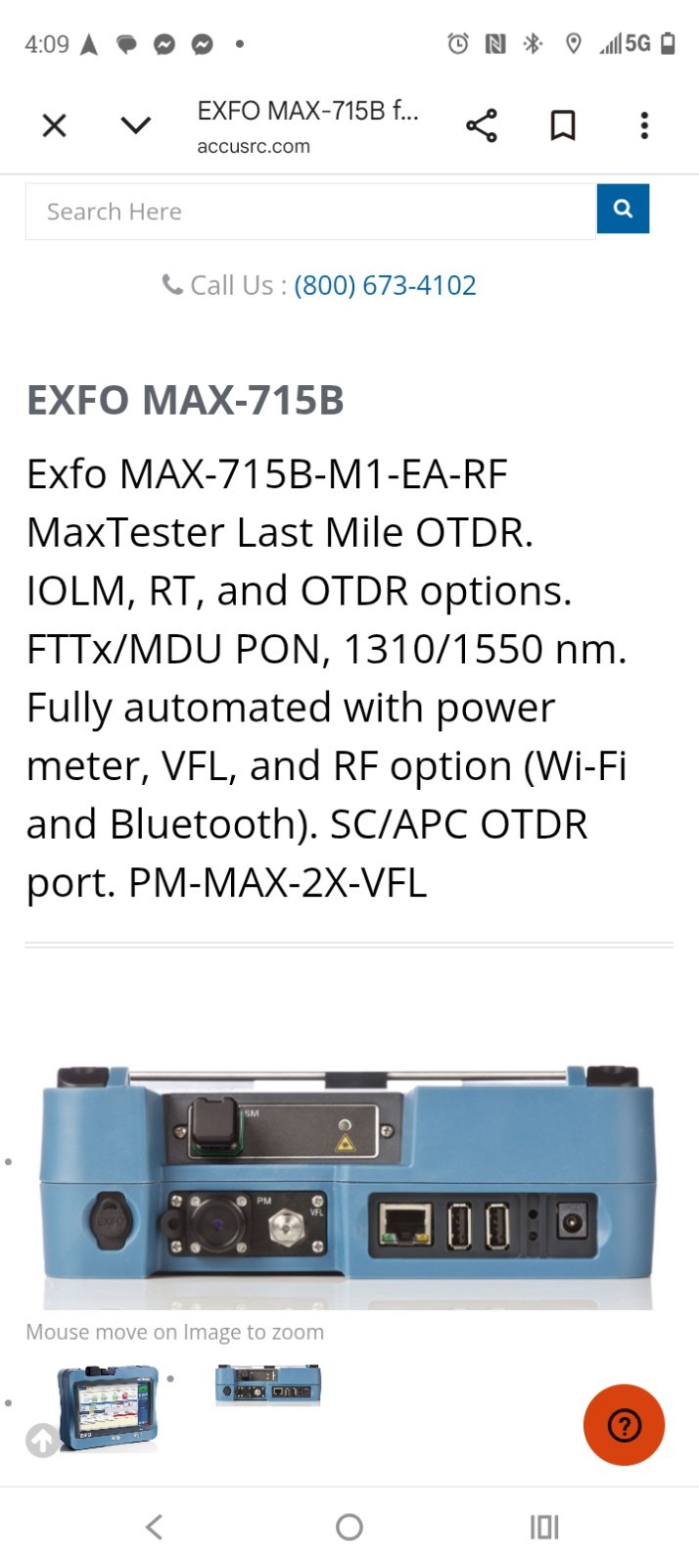 EXFO MAX-715B-M1-EA-RF IOLM Tester