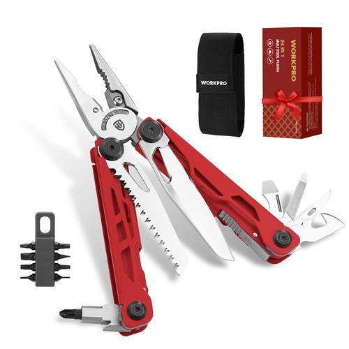WORKPRO 24-in-1 Multitool Pliers Folding Pocket Tool with Sheath Stainless Steel