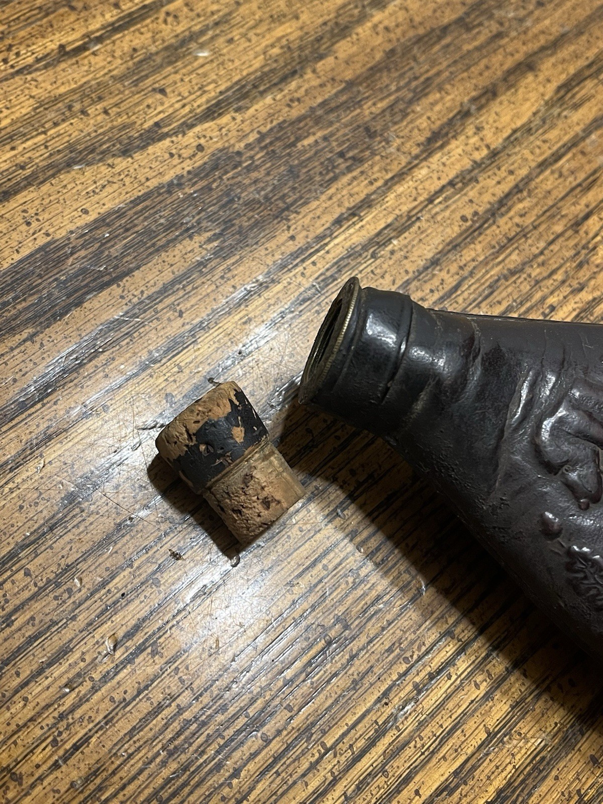 Antique 1800s Civil War Era Leather Embossed Duck Hunting Black Powder Flask