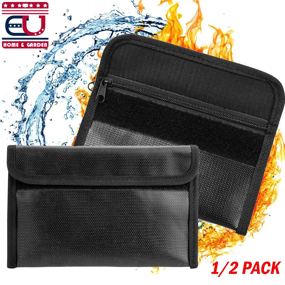 Small Fireproof Money Bags Waterproof Cash Safe Wallet Pouch Case with Zipper