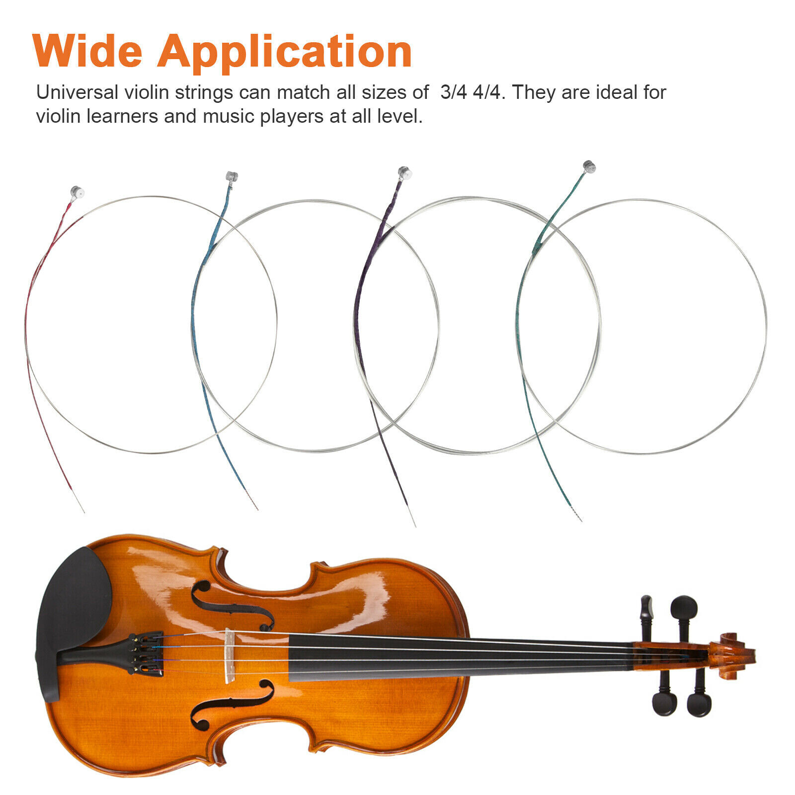 4PCS/Set Violin Strings 4/4 3/4 Violin Strings Steel String G D A E Strings P4Z8