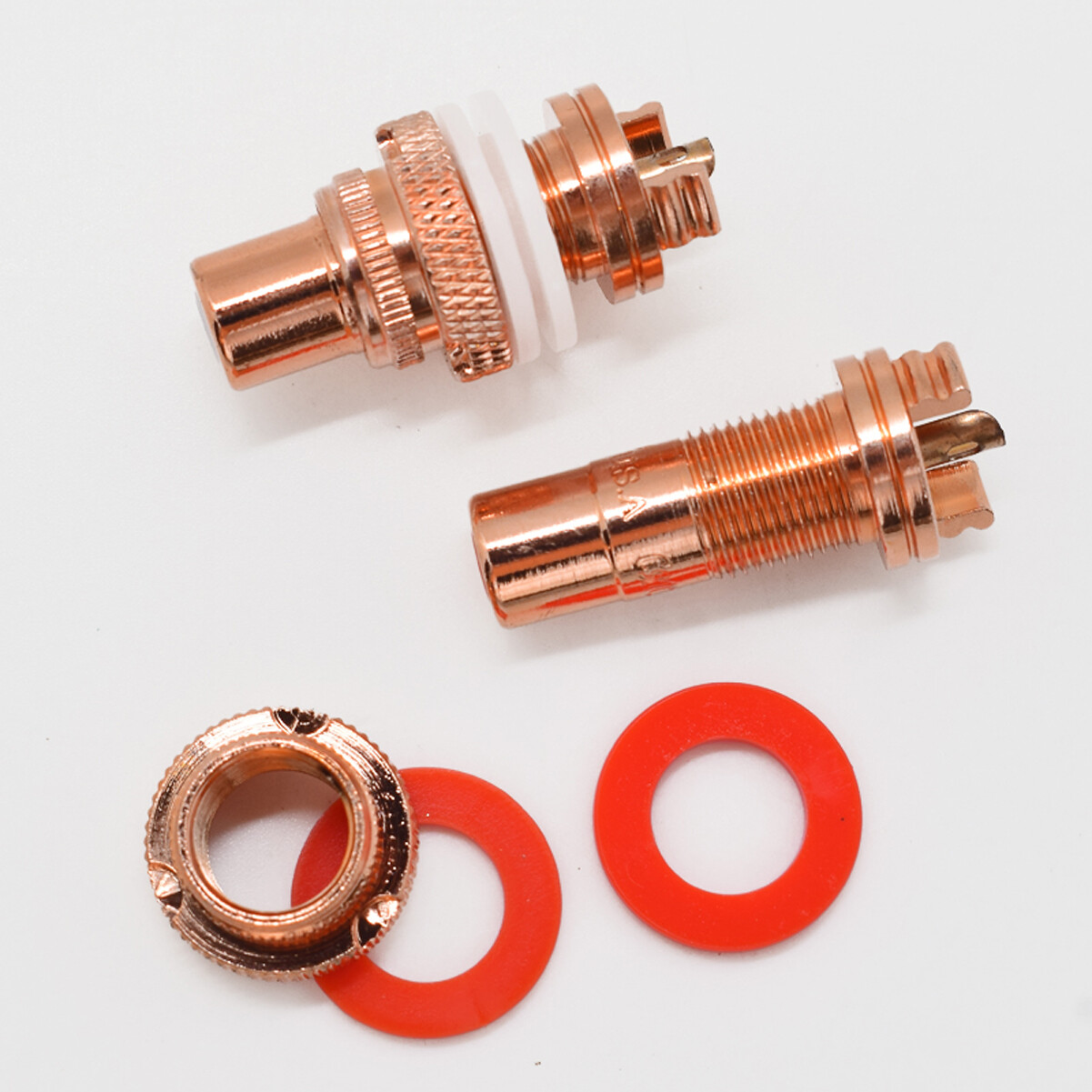 50pcs Copper Plated RCA Female Socket Chassis Connector Phono Amp Audio Plug
