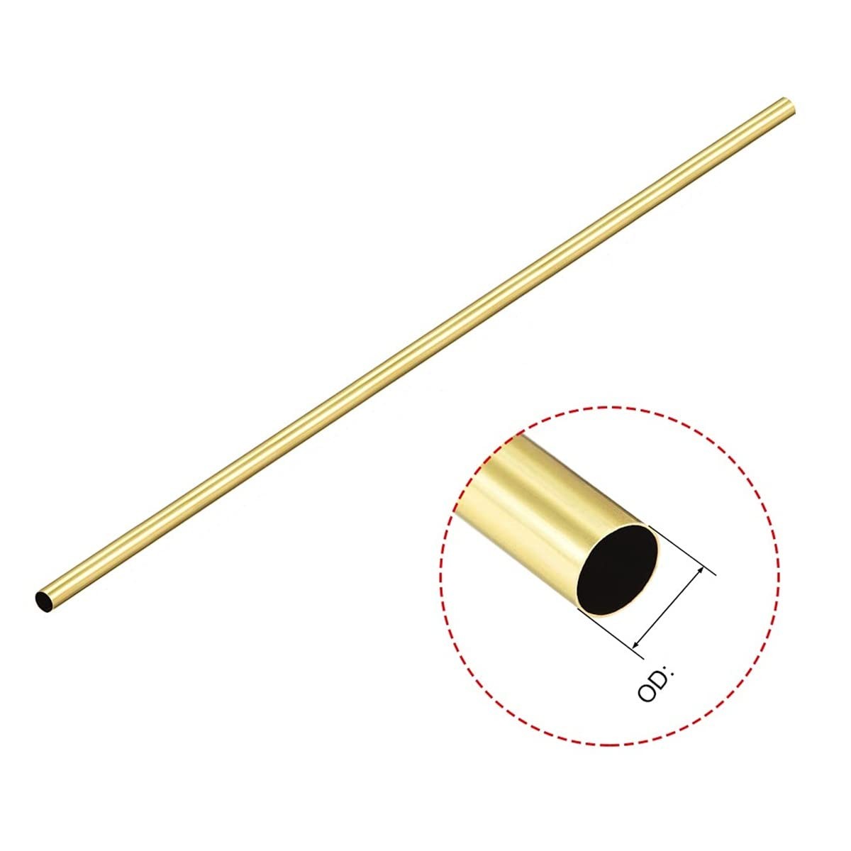 Brass Round Tube H65 Copper Tubes Pipe 200mm Length 25mm OD 2.5mm Wall Thickn...