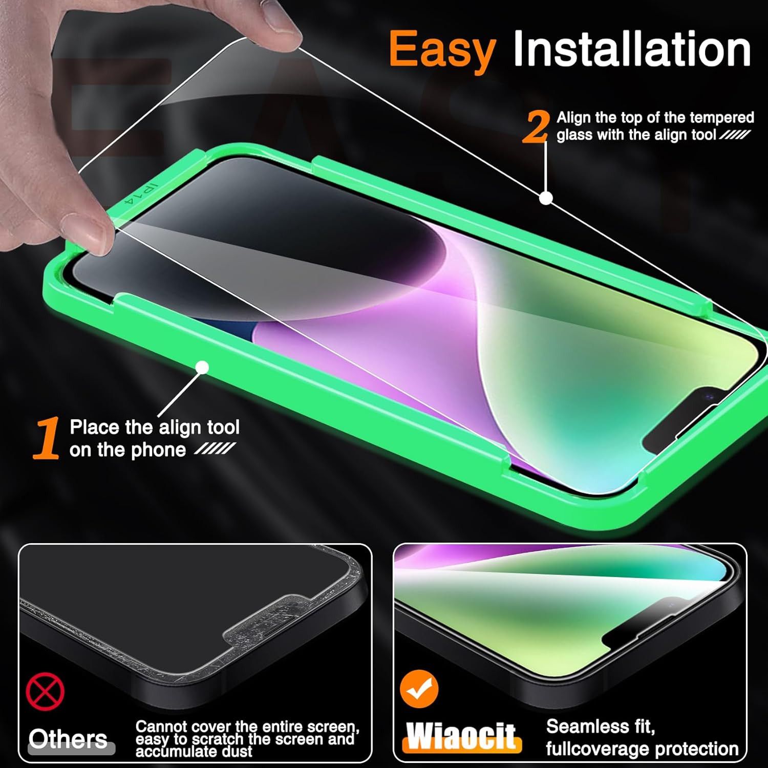 3 Pack Tempered Glass Screen Protector for Iphone 14 with 3 Pack Camera Lens Pro