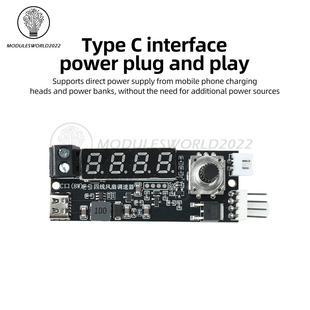 5V 12V 5A 4-Wire PWM Fan Speed Control Module Smart Temperature Control +Display