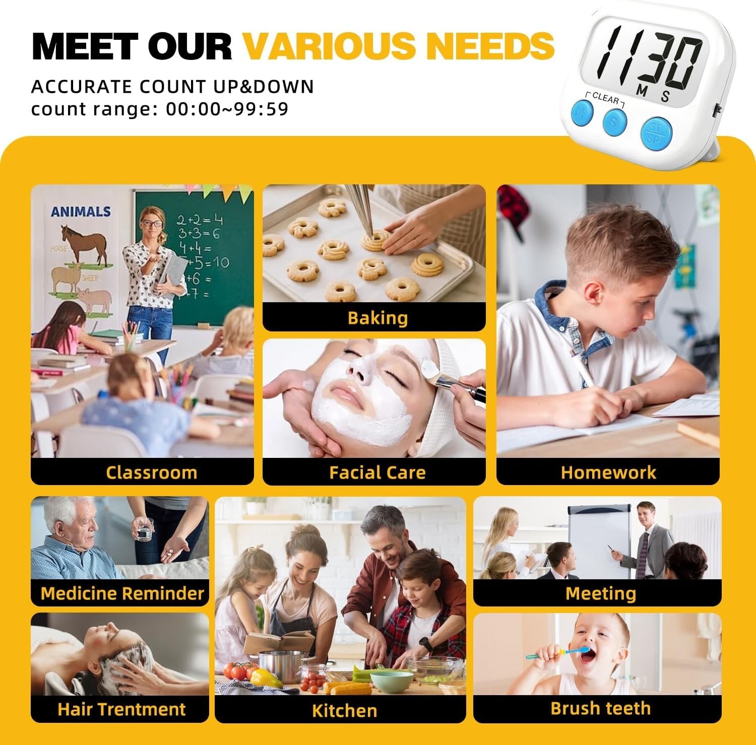 Blue & White Classroom Timers 2 Pack - Magnetic Digital Countdown & Countup